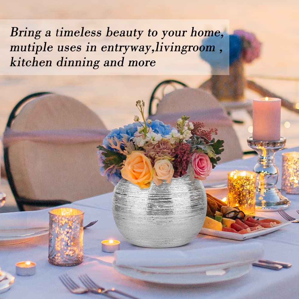 Planter Pot Indoor Decorative Centerpiece Round Flower Vase Metallic Ball Plants Pot Flower Planter Succulent Pots