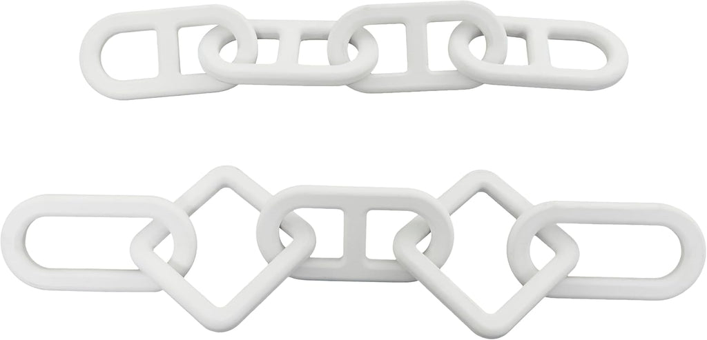 Wood Chain Decorative Sculpture Home Decor Statues, Set of 2 Accent Figurines 27", 25"W, White