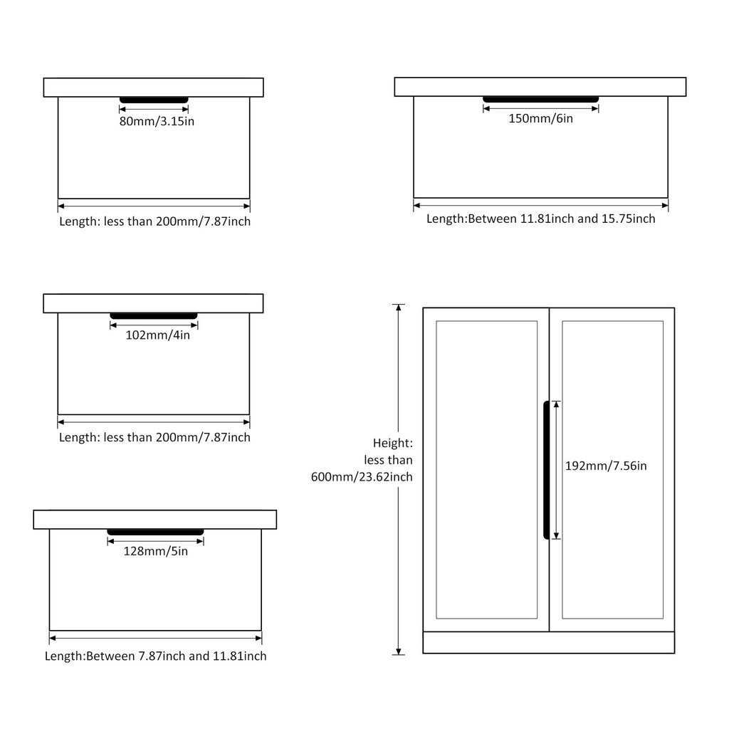 10 Pack Black Cabinet Pulls Kitchen Cabinet Handles 3" Finger Pulls