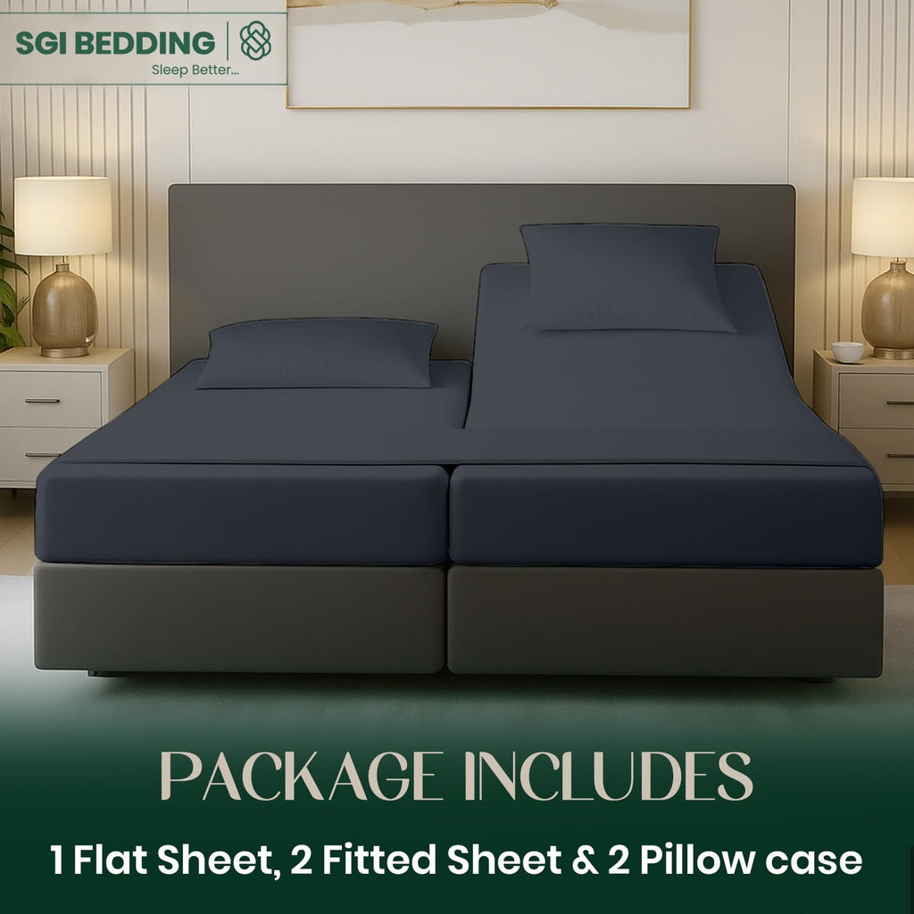 Hotel Quality Luxury Split King Sheet Set 5 Piece - 100% Organically Grown Bamboo Viscose, Ultra Soft, Cooling &