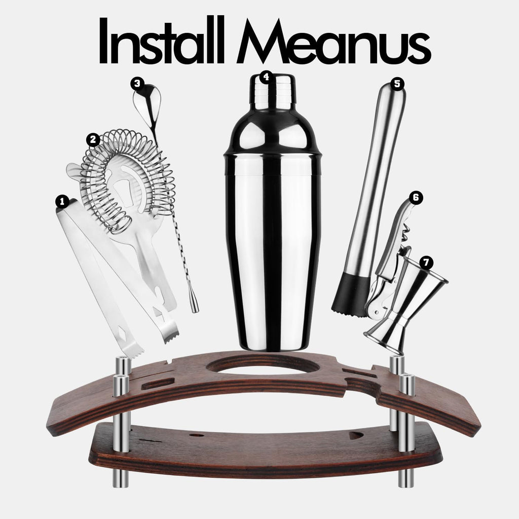 Mixology Bartender Kit Cocktail Shaker Set: 9-Piece, Bar Tools with Rotating Stand, Bar Set with All Essential - Set of 9