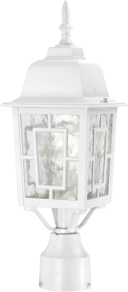 Banyon One Light Post Lantern 100 Watt A19 Max. Clear Water Glass White Outdoor Fixture, 6.1 x 17.25-Inches