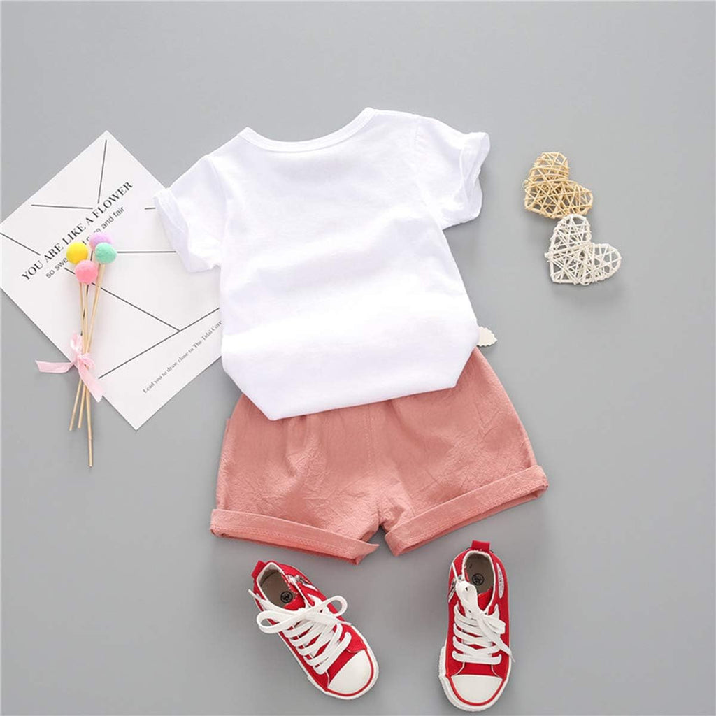 Toddler Baby Girls Clothes Watermelon T-shirt + Linen Shorts with Belt Cute Summer Short Set