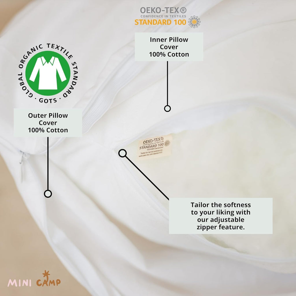 U Shaped Body Pillow - Cooling Maternity Pillow for Pregnant Women with Organic GOTS Certified Cotton Cover - Cuddle