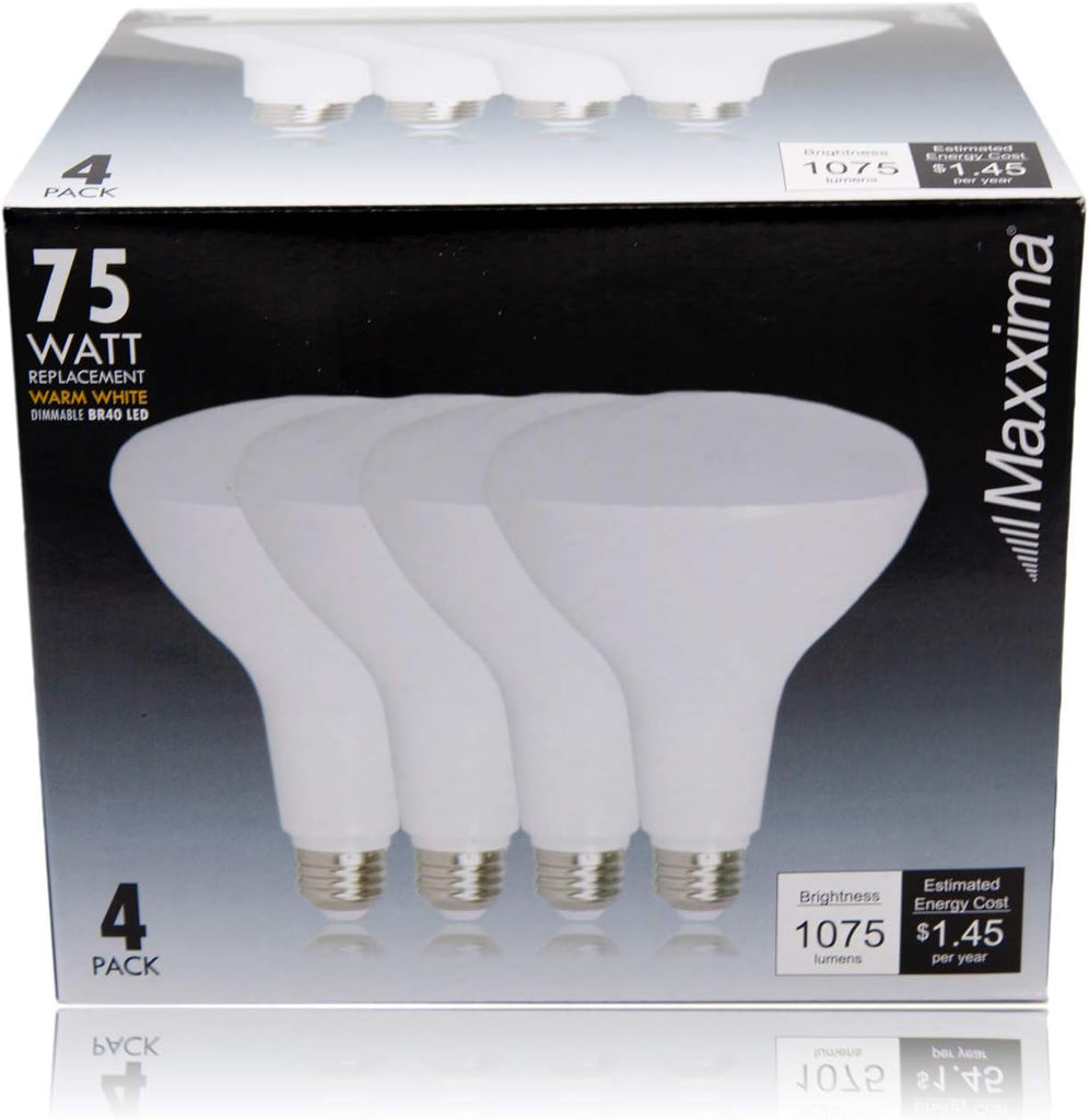 BR40 LED Light Bulb, 2700K Soft White, 1075 Lumens, 13W, 4 Pack
