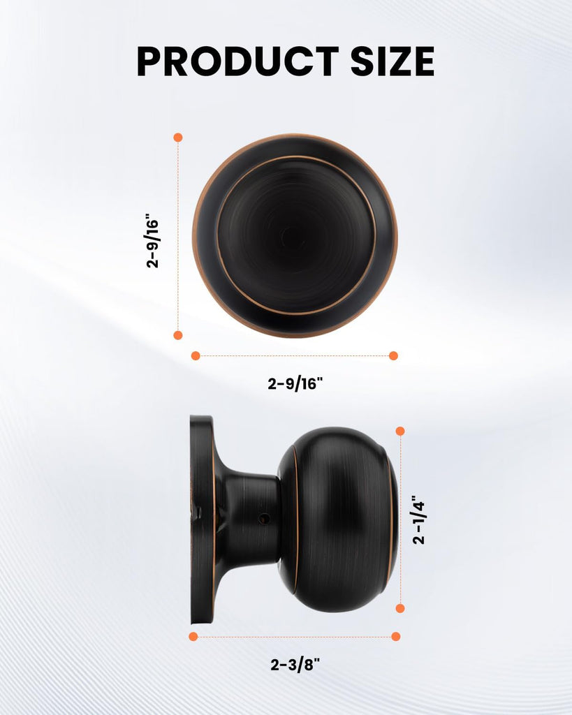 1 Pack Oil Rubbed Bronze Door Knob Dummy, Half Bronze No-Turning Dummy Closet Doors Single-Sided Door Locks (2