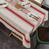 White Red Tablecloth Cotton Linen Farmhouse Table Cover Soft Washable Table Top for Parties Coffee K