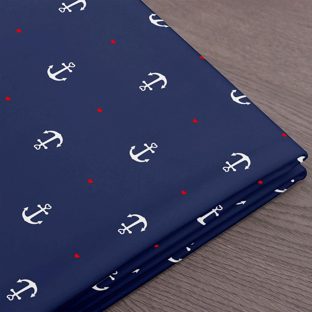 Anchor Fabric by The Yard, Ocean Adventure Soft Polyester No Stretch Fabric, Nautical Coastal Ship Anchor DIY Craft, Red