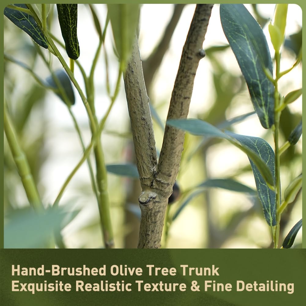 Olive Tree Artificial Indoor 8ft - Large Fake Plants - Realistic Faux Olive Tree in Pot - Tall Artificial Plants