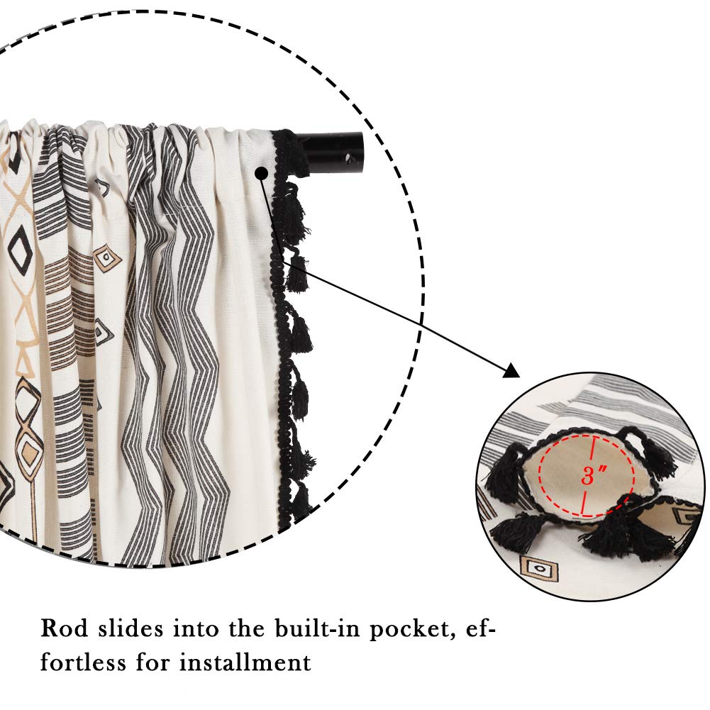 Boho Curtains 2 Panels 84 Inches Long Patterned Western Azetc Boho Chic Decor Semi-Blackout Light Filtering Drapes