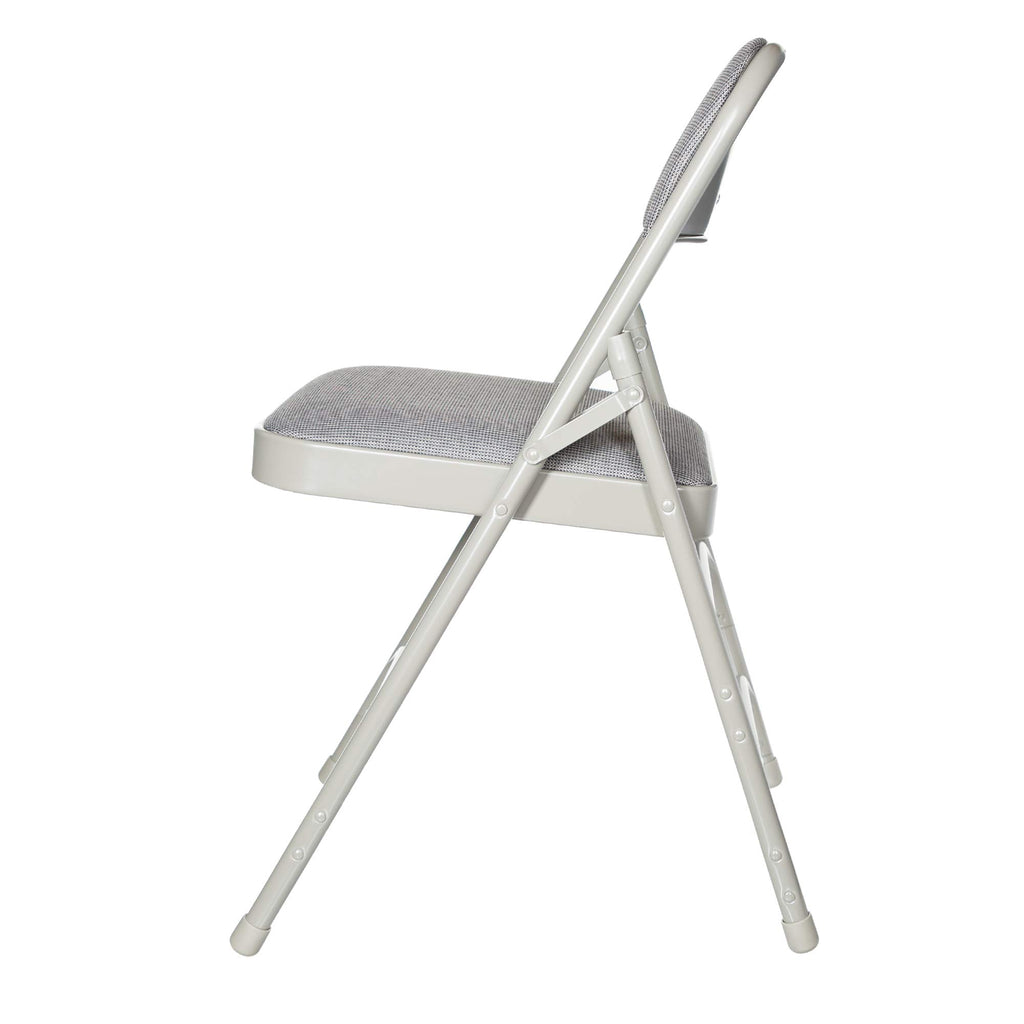 Series Heavy-Duty Premium Fabric Padded Upholstery Double-Hinged Triple-Braced Folding Chairs (4-Pack, Slate