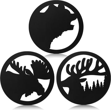 Cast Iron Trivets Cookware Black Bear Kitchen Accessories 7.87 Inch Metal Trivets for Hot Dishes Dutch Oven - Set of 3