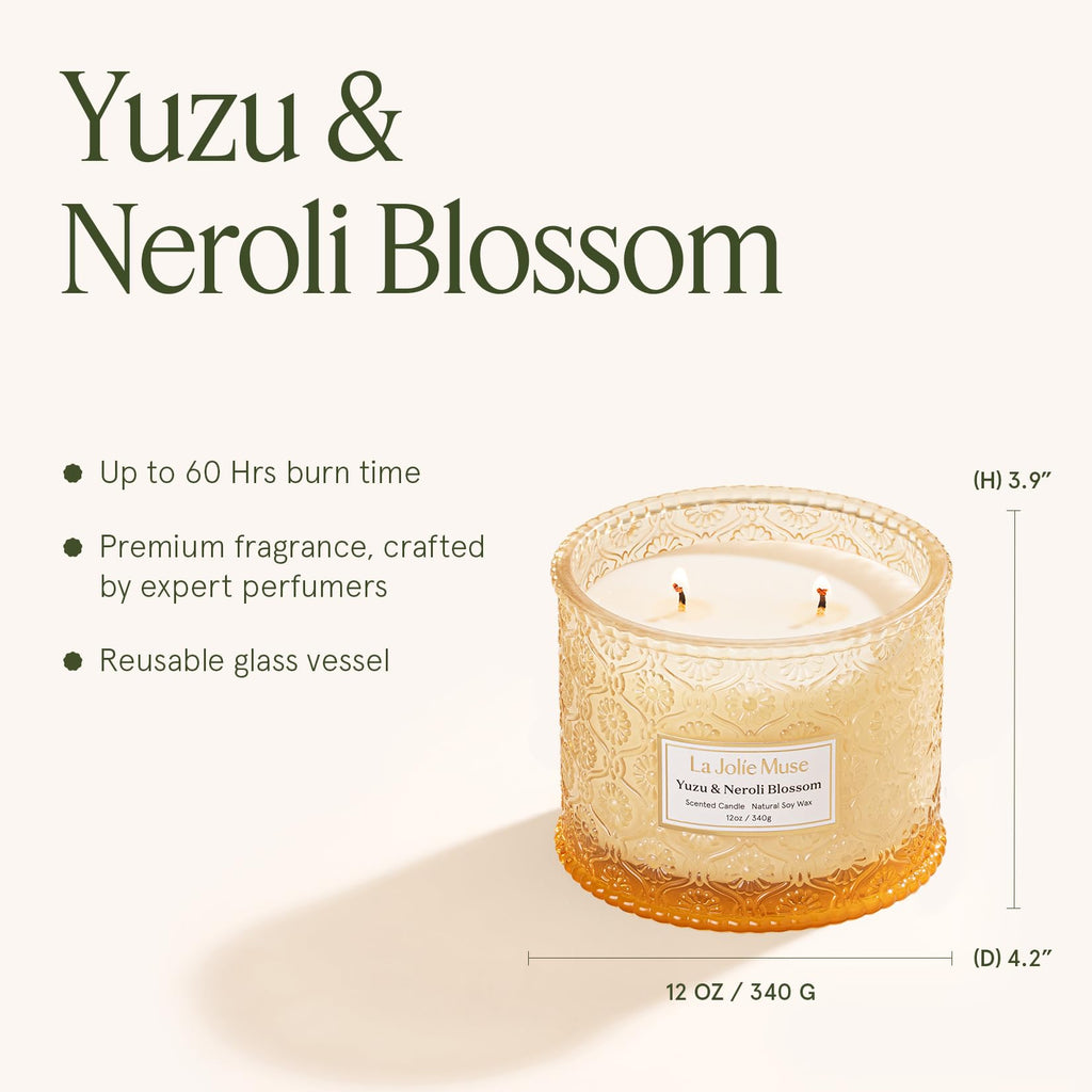 Yuzu & Neroli Scented Candles, Natural Soy 2-Wick