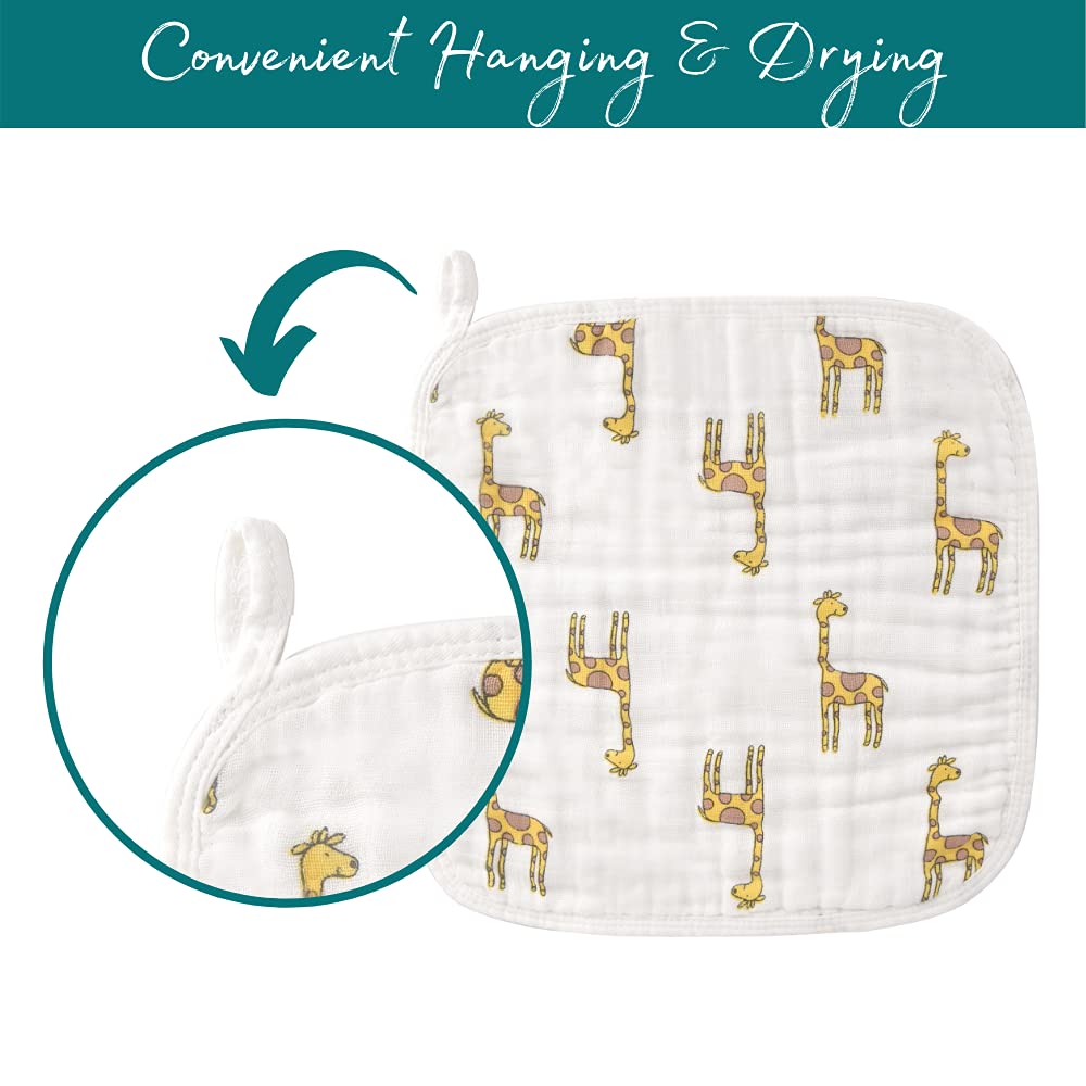Organic Muslin Baby Washcloths - Pack of 10-100% Cotton Face Towels for Newborn and Adults - Large Size Reusable