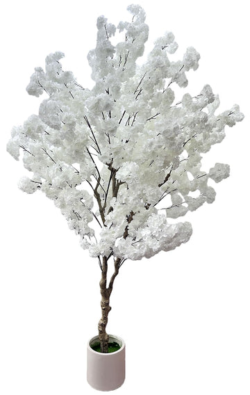 Cherry Blossom Tree 7ft, White Artificial Cherry Tree Fake White Tree for Wedding Party Home Living Room Decor
