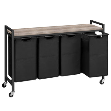 Laundry Sorter 4 Sections, Laundry Hamper with Wheels, 42 Gal (160 L), Rolling Laundry Basket, Pull-Out and Removable
