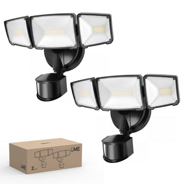 72W LED Security Lights w/PIR Motion Sensor Outdoor, 5000K Daylight Dusk to Dawn Aluminum Flood Light, 3