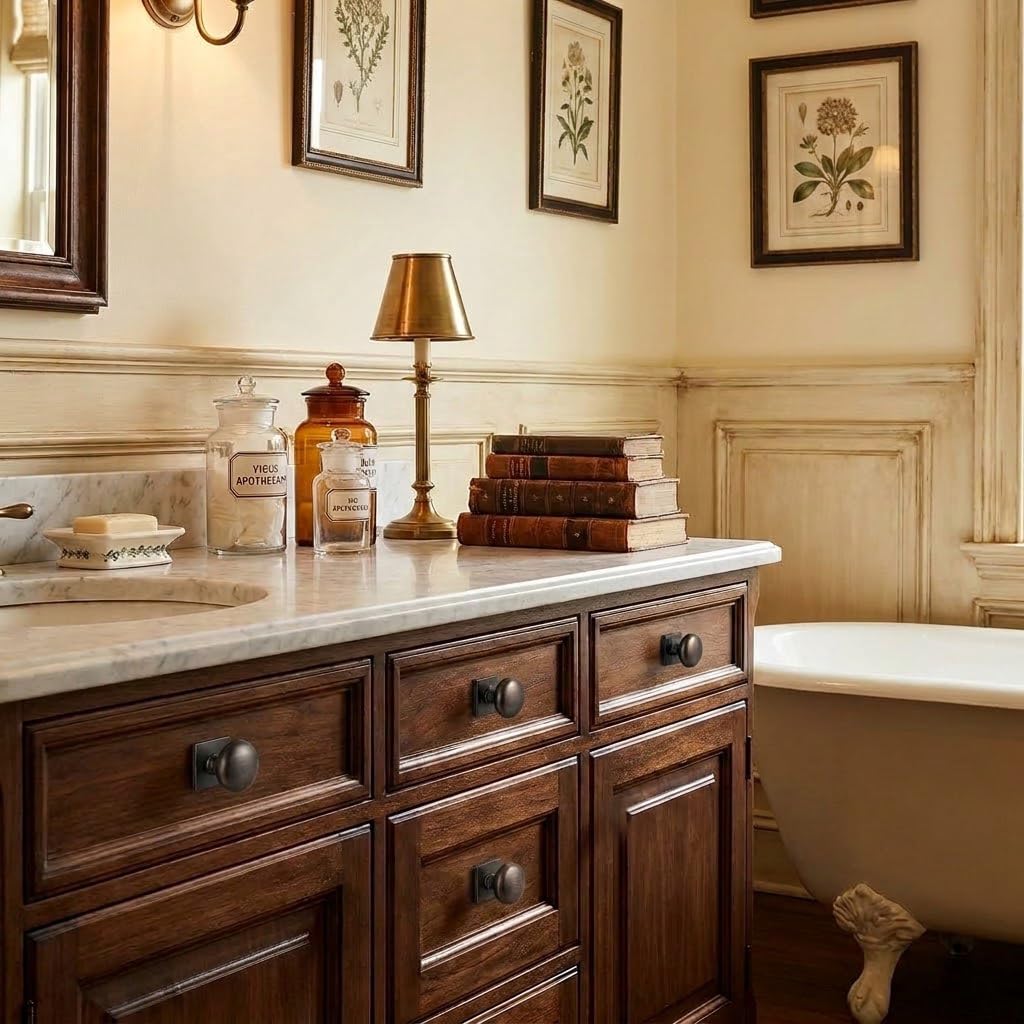 2 Pack 1-1/2 Inch Oil Rubbed Bronze Cabinet Knobs with Vintage Backplate - for Drawers, Cabinets & Bi-Fold Doors