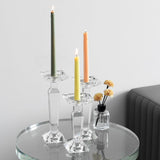 Crystal Candelabra Set, Dual-Sided Candle Holder Reversible for Taper, Tealight & Pillar Candles 3-in-1 Versatile