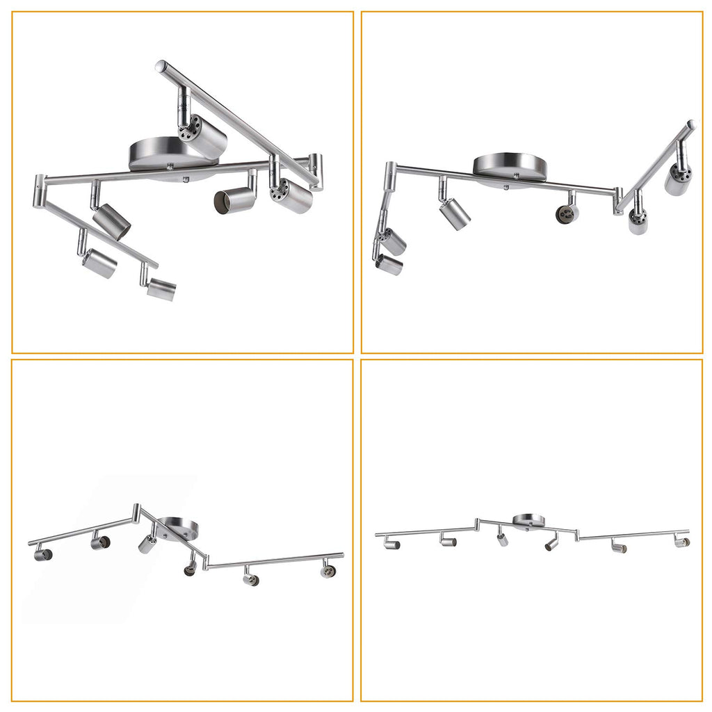 Adjustable Dimmable Track Lighting Kit, Flexible Foldable Arms,Satin Nickel Kitchen,Hallyway Bed Room