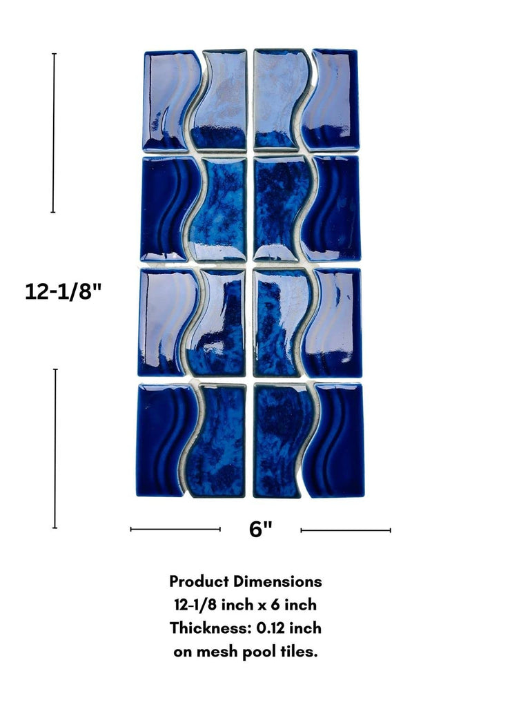Blue Wavy Glossy Porcelain Border Liner Tile
