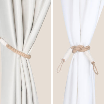 Curtain Tiebacks Curtain Holdbacks Curtain Ties with Twisted Hemp Rope Decorative Handmade Tie Backs Curtain - 2 Pieces