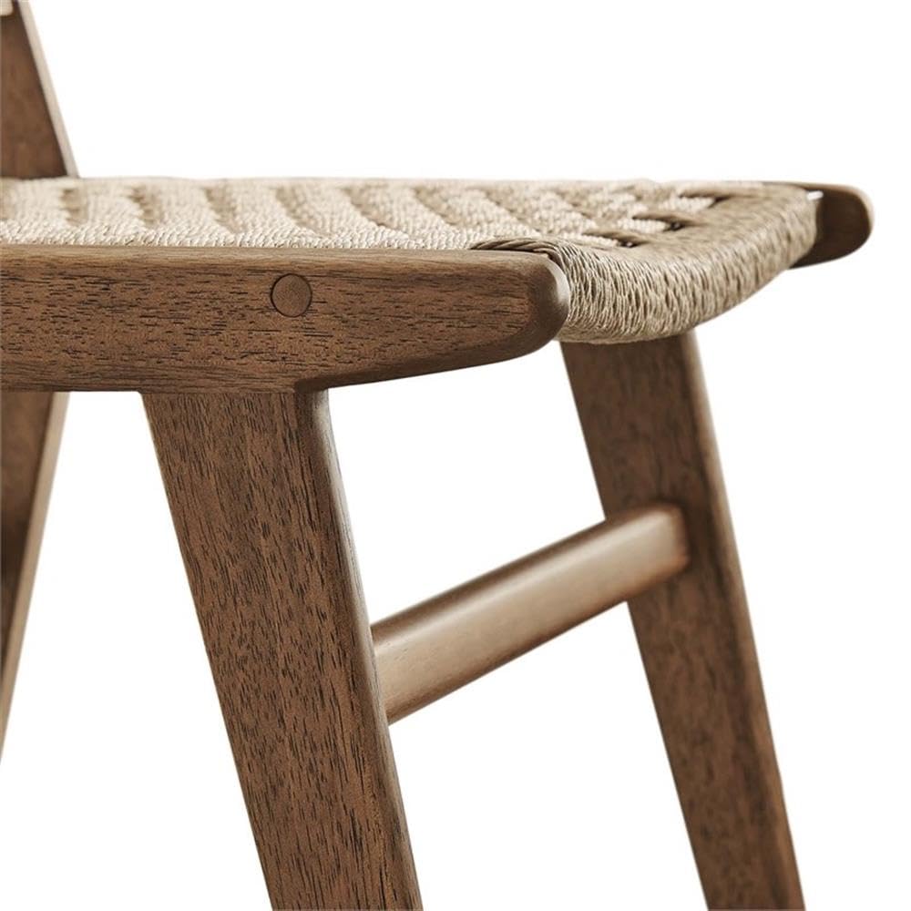 Saoirse Woven Rope Wood Dining Side Chair in Walnut Natural