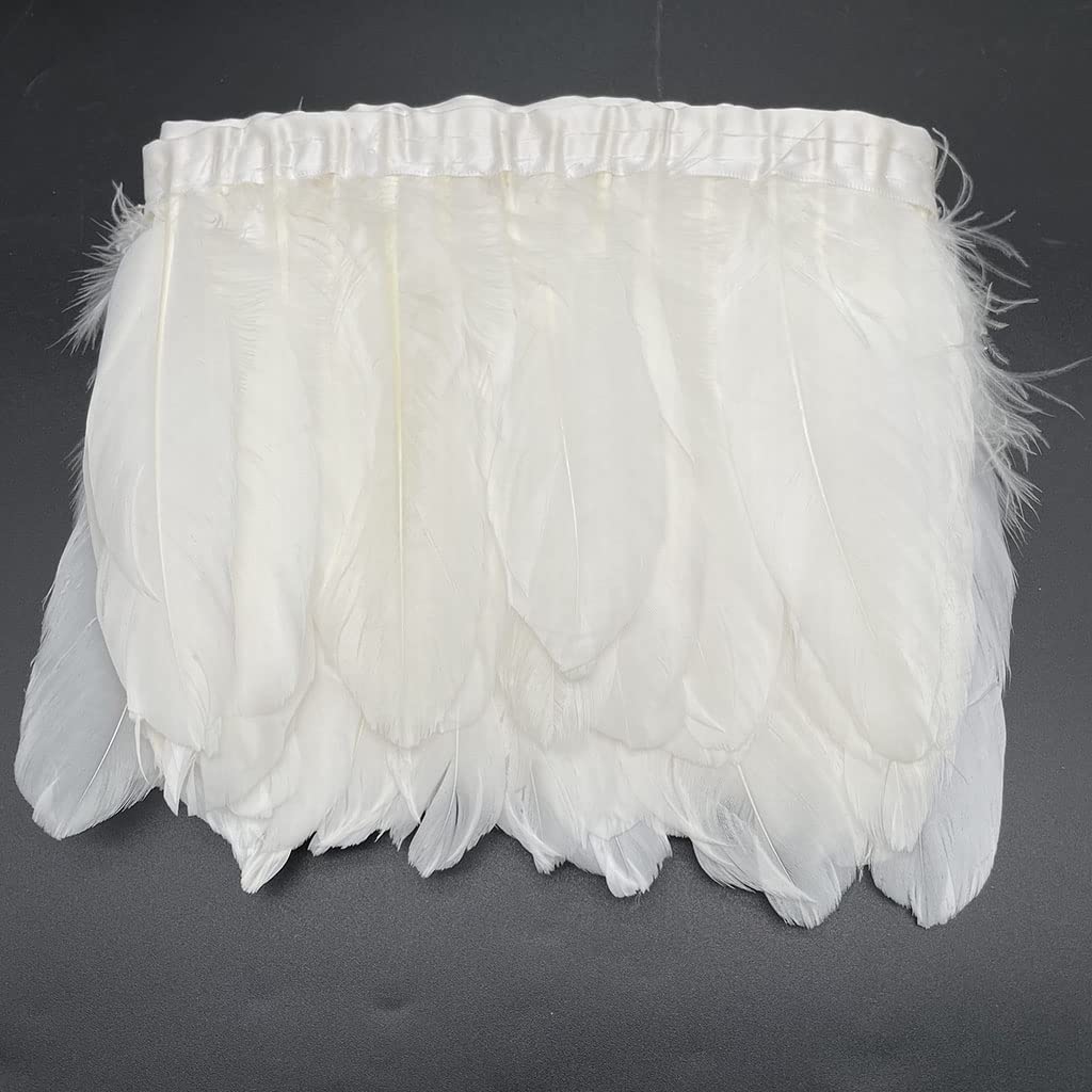 Duck Goose Feather Trim Fringe Sewing Craft 2 Yards (White)