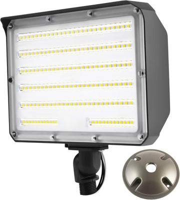Dusk to Dawn Outdoor 100W LED Flood Light with Knuckle (Plate Included), 14000LM 1000W Equiv., 100-277V 5000K,ETL