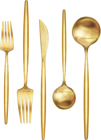 60-Piece Gold Silverware Set, Flatware Set for 12, Food-Grade Stainless Steel Cutlery, Includes Spoons Forks Knives