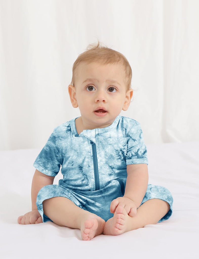 Baby Bamboo Viscose Tie Dye Rompers Boys Girls 3pc Pjs