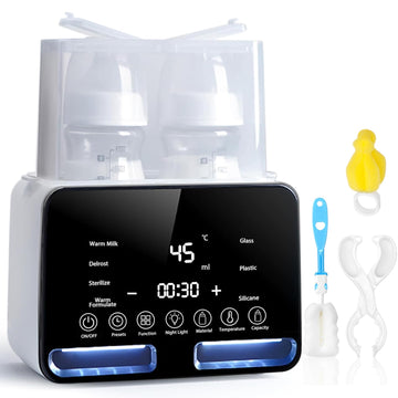 Baby Bottle Warmer All Bottles Water Bath Warming 48H Constant Thermostat Mode, 10-in-1 Milk Warmer Steamer, Preset