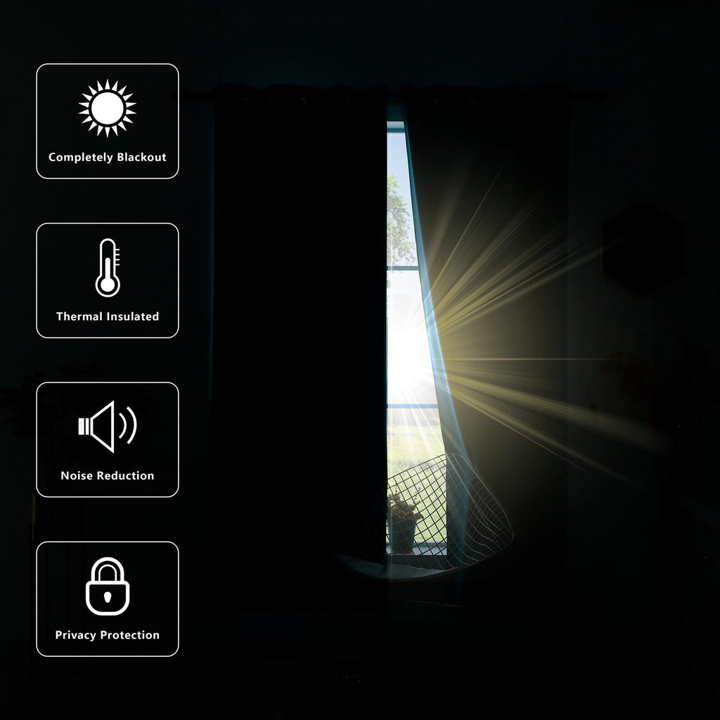 86 Inch Cream Curtains, Modern Thermal Insulated Blackout Curtains Energy Efficient Bedroom 2 Panel Set, 52x86 Inches