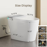 Smart Tankless One-Piece Toilet with Built-In Bidet, Dual Auto Flush, Foam System, Foot Sensor, Heated Seat, Warm Water, Air Dryer, LED Display
