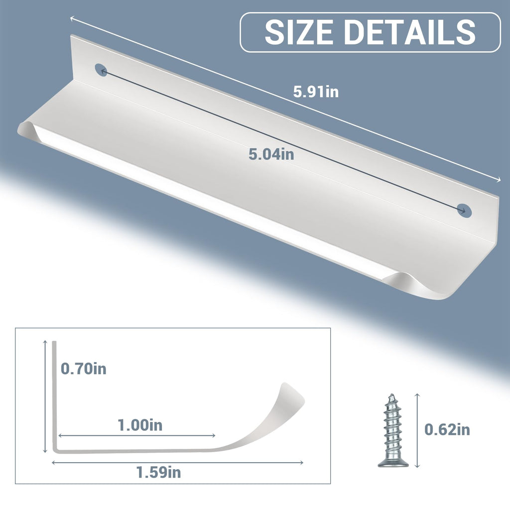 10 Pack Edge Finger Pulls for Cabinets 150mm/5.91" Length, Modern Drawer Concealed Tab Pulls, 128mm Hole Center Large
