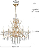 6 Light Crystal Chandelier Light Fixture Modern Chandelier Crystal Lighting, French Gold Crystal Raindrop Chandelier for Dining Room,Bedroom,Living Room, H23 x D24 A101-B0C1JJ94L8
