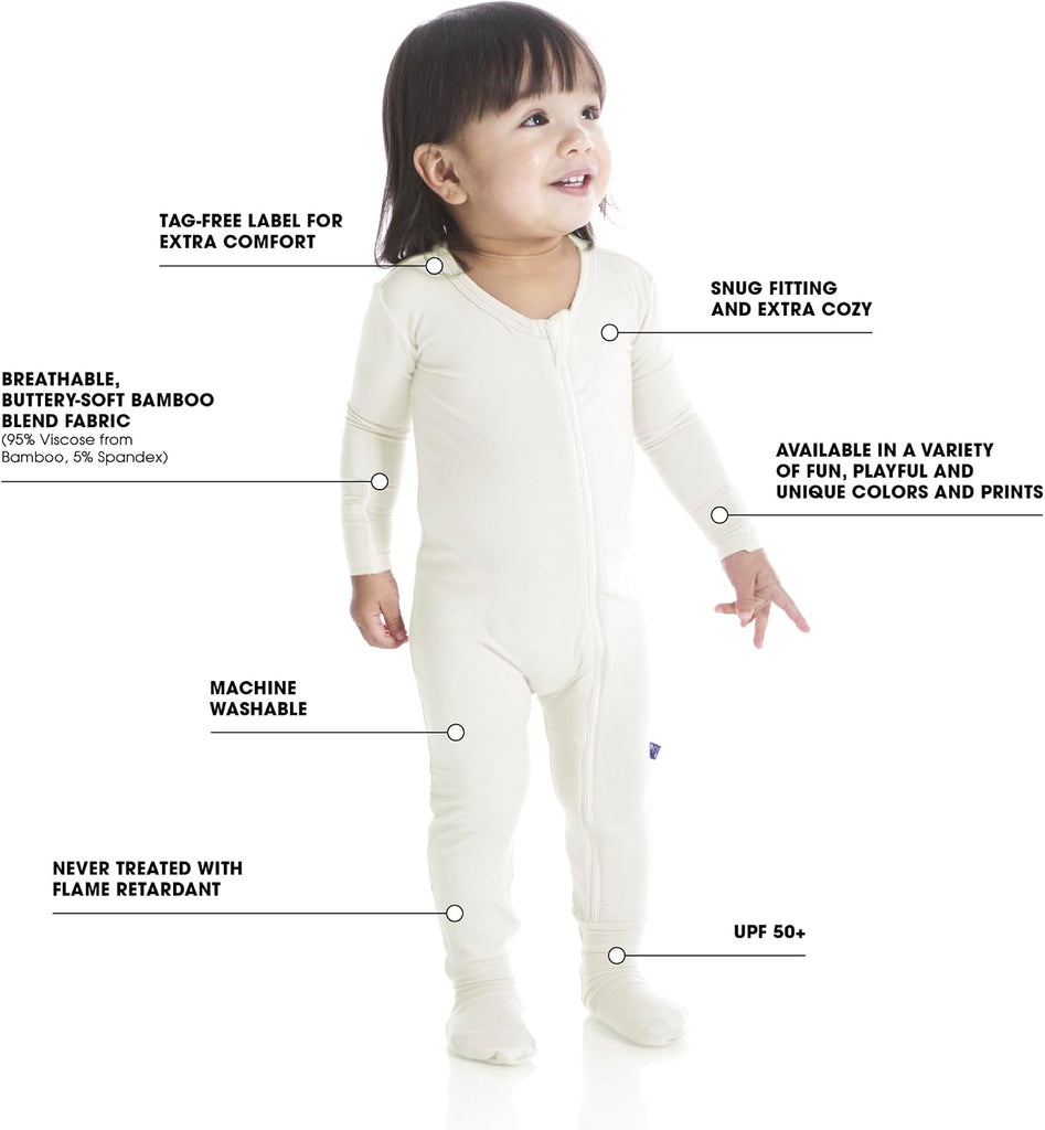 Zip-Up Footie for Babies & Toddlers - Viscose from Bamboo Sleepwear with Built-In Hand Covers and Grippy Feet