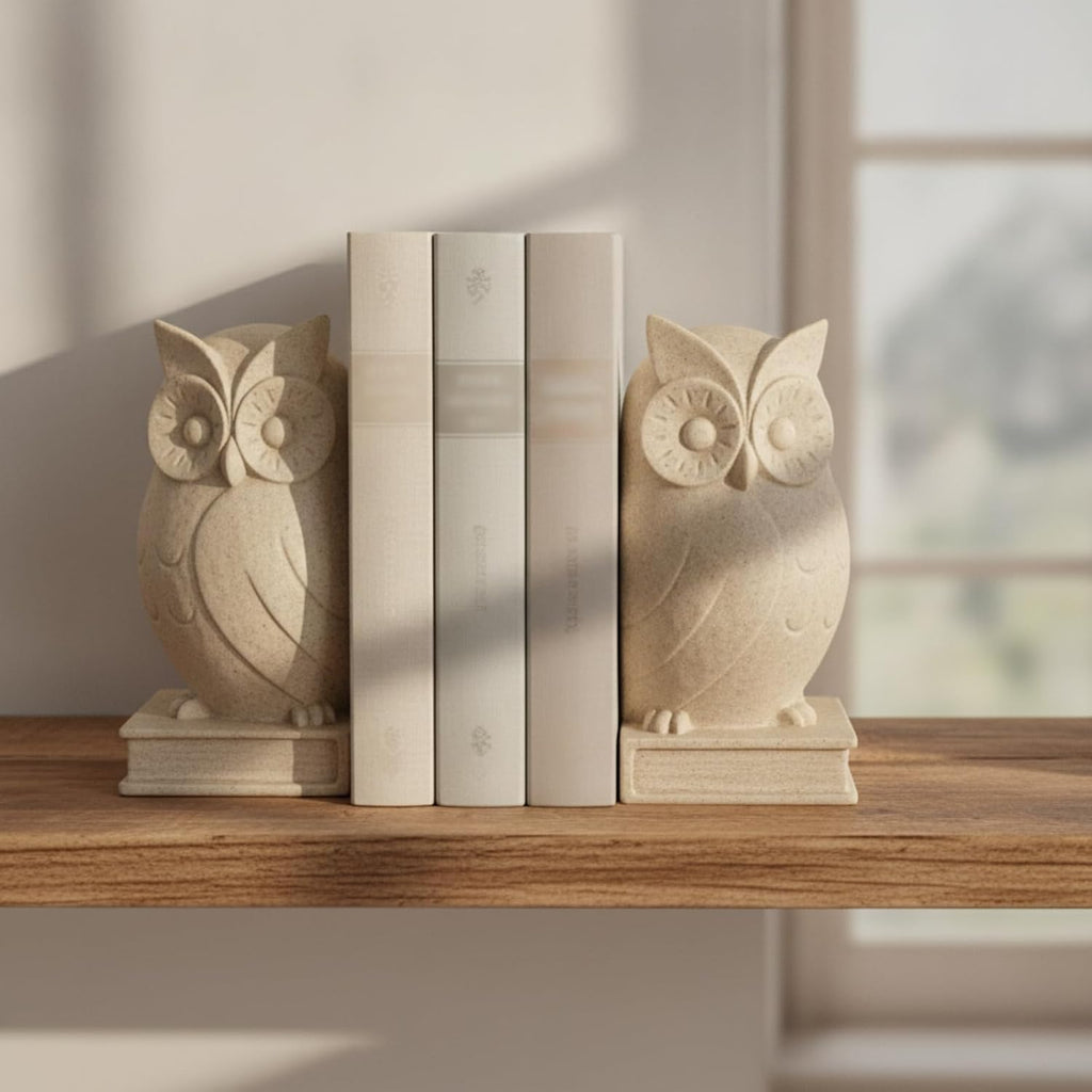 Bookends Sculptural Bookends with Rectangular Base Unique Bookend Holder for Readers, Bookshelf, Desk, Gray