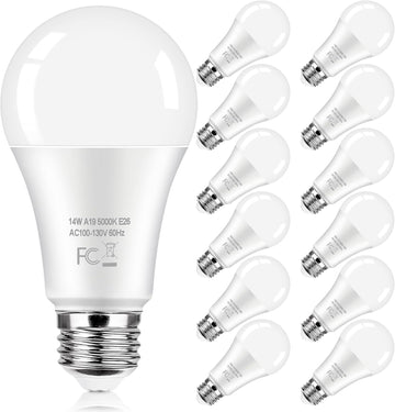LED Light Bulbs 100 Watt Equivalent 1600 Lumens, A19 14W Super Bright Daylight White 5000K LED Bulbs, Standard E26