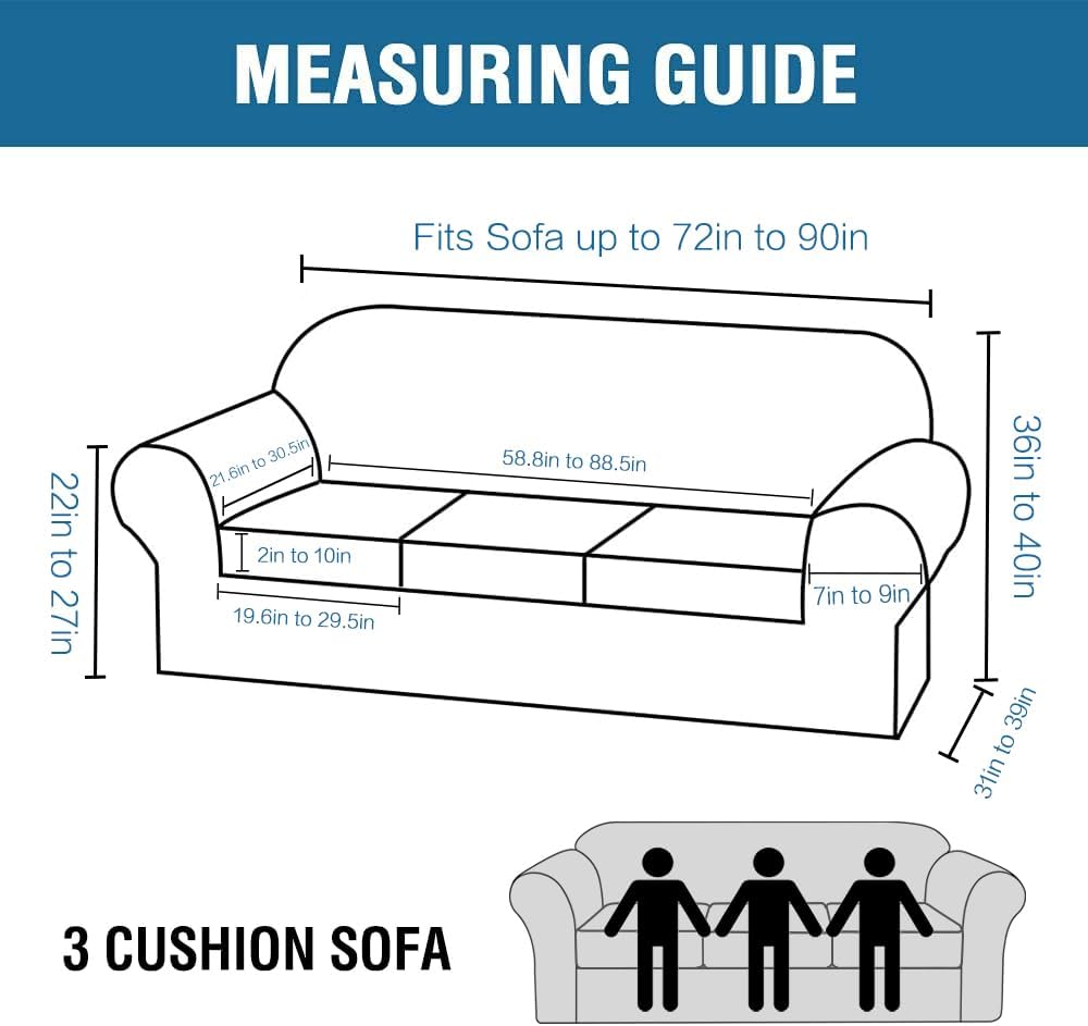 4 Pieces Thick Velvet Sofa Covers Couch Covers for 3 Cushion Couch Sofa High Stretch Slipcovers Furniture Protector