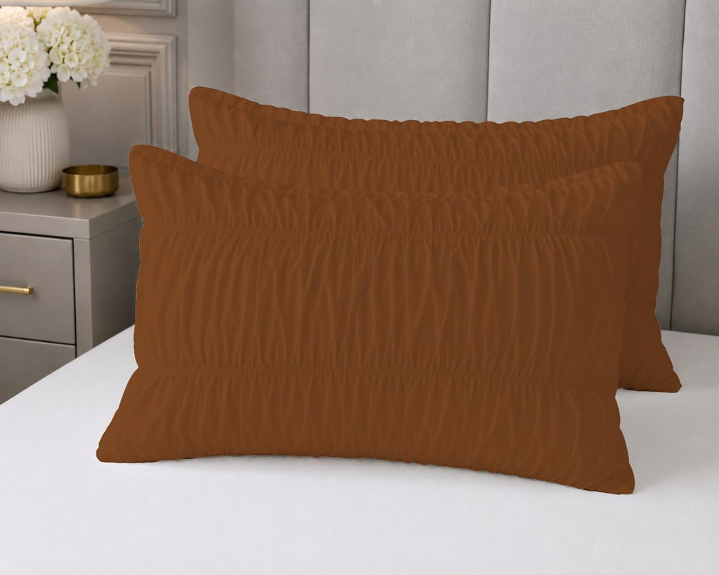 Ruched Pattern 3-Piece Duvet Cover Set by with 2 Pillow Shams, 100% Egyptian Cotton, 600 Thread Count, Zipper &