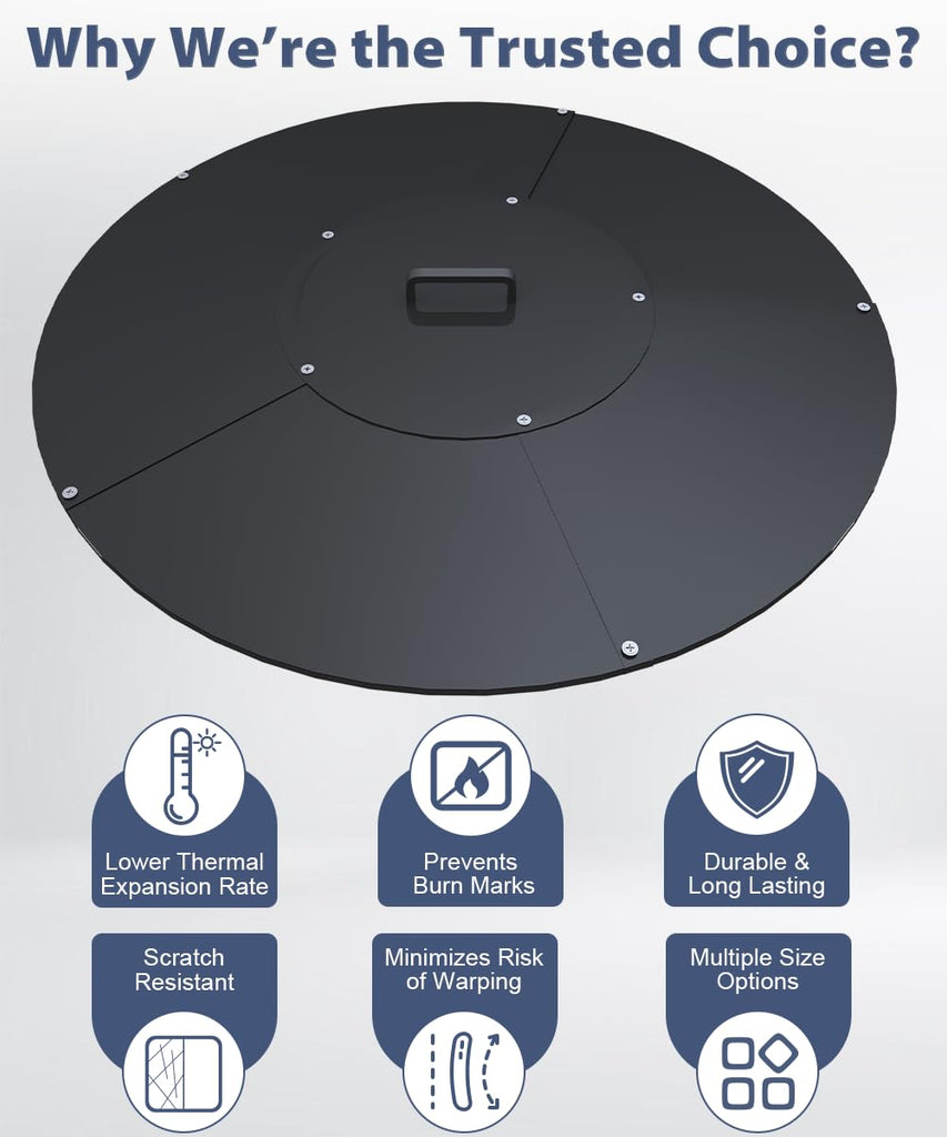 24" Round Fire Pit Lid Fits for Bonfire Pits up to 22", Metal Cover with Handle, All-Weather Resistance Outdoor