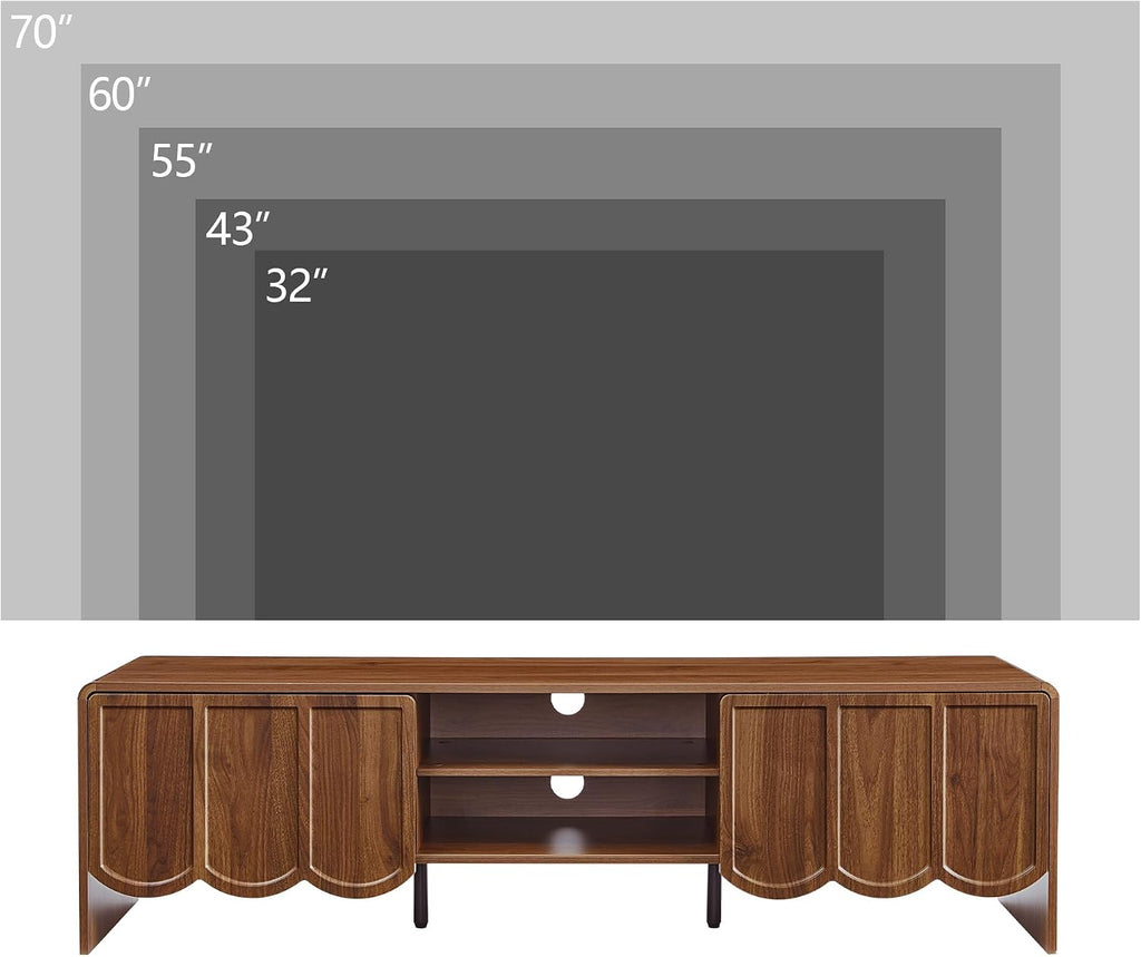 63'' TV Stand, Modern TV Console Table Wave Panel Television Stands Entertainment Media Center with Storage