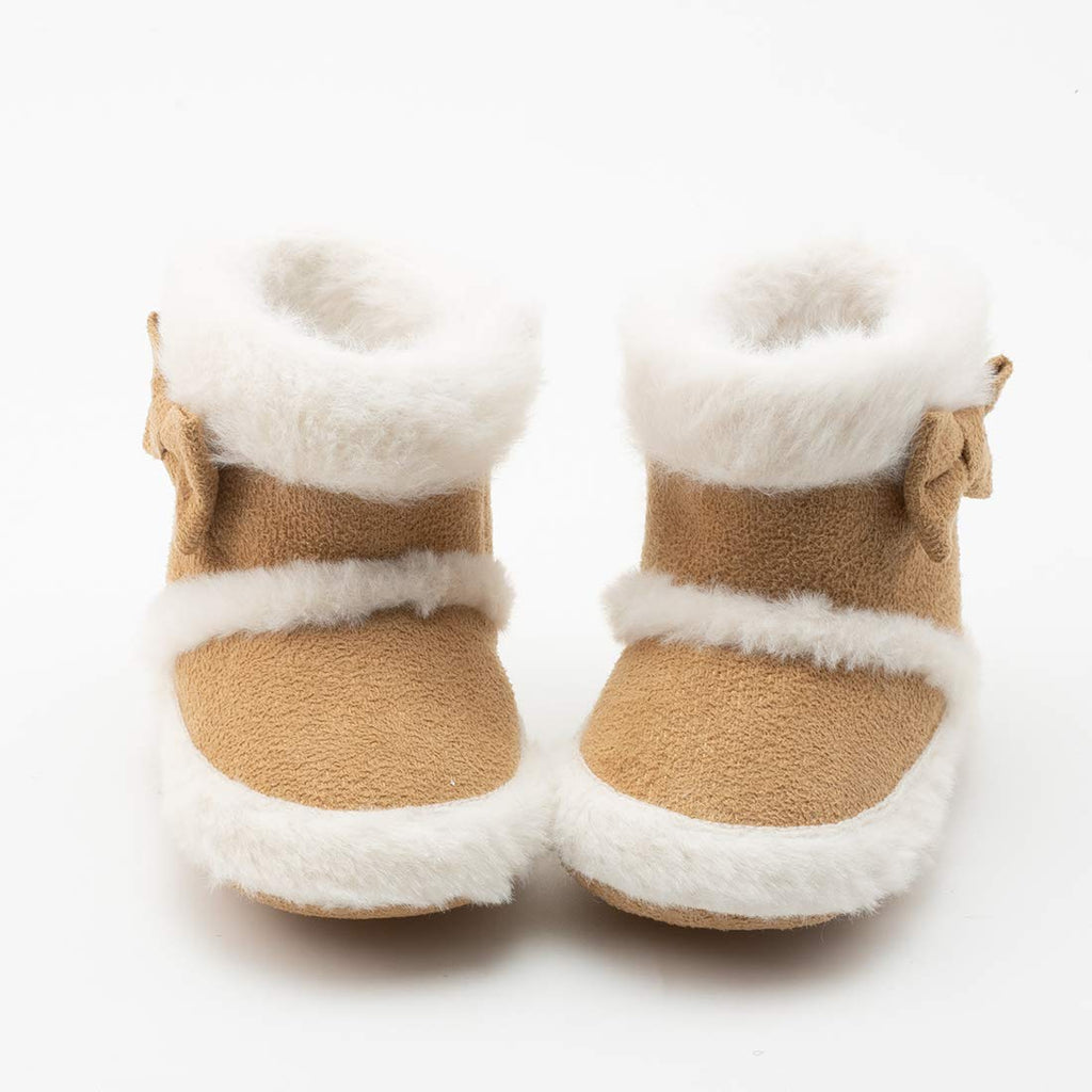 Infant Unisex Warm Fur Lining Soft Boots Baby Winter Ankle Non-Slip Rubber Texture Sole Toddler Winter Snow Crib Shoes