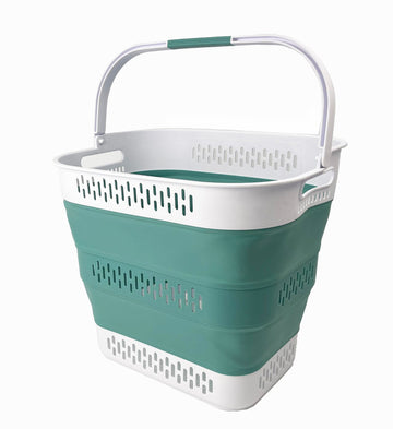 40L (10.5 Gallon) Collapsible Plastic Laundry Basket with Handles - Foldable Pop Up Storage Container/Organizer