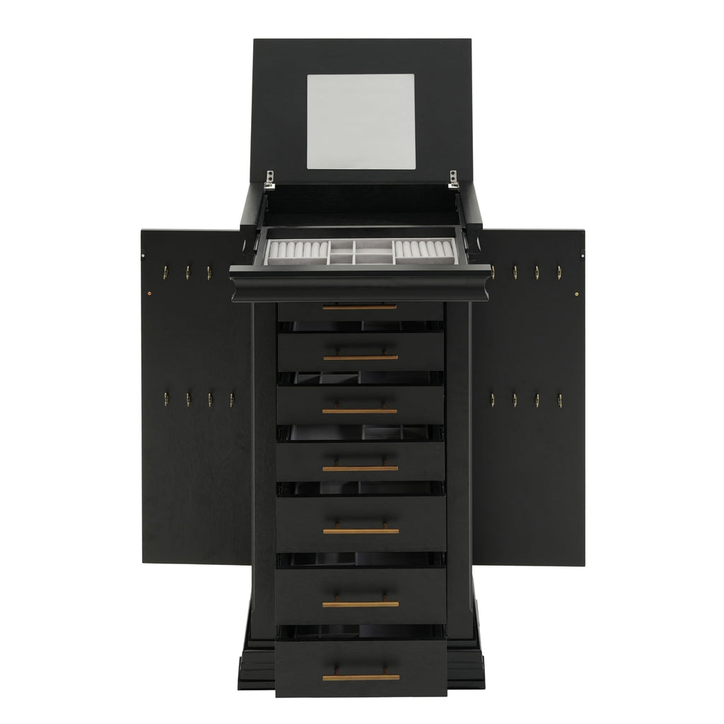 Jewelry Armoire Jewelry Organizers with Flip-Top Mirror (Black)