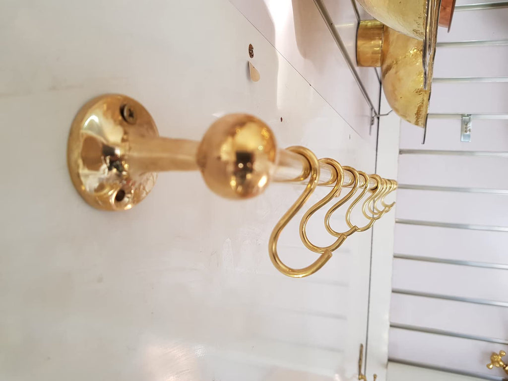 Unlacquered Brass Wall Kitchen Mount Pot Rack, Pot And Rail, Kitchen Rack, Brass Hanging Rack, Pot rail with 10 S