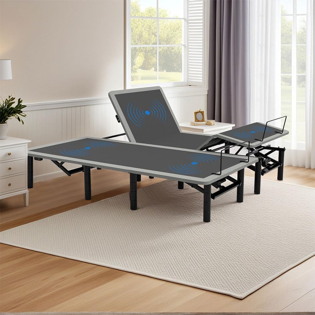 King Adjustable Bed Frame with Massage, Wireless Remote, Under-Bed Nightlight & USB Ports, Zero Gravity Electric Bed