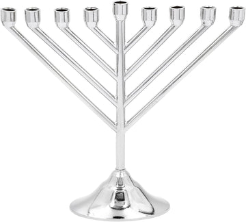 Hanukkah Rambam Design Full Size 7 Inch Height Silver Chrome