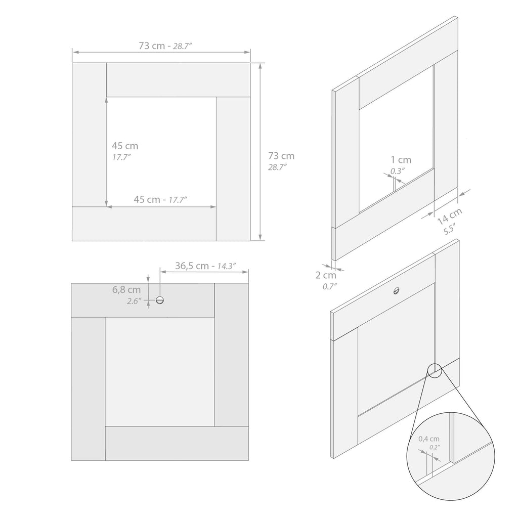 Evolution Square Wall Mirror, 28.7 x 28.7 in, Walnut, Made in Italy
